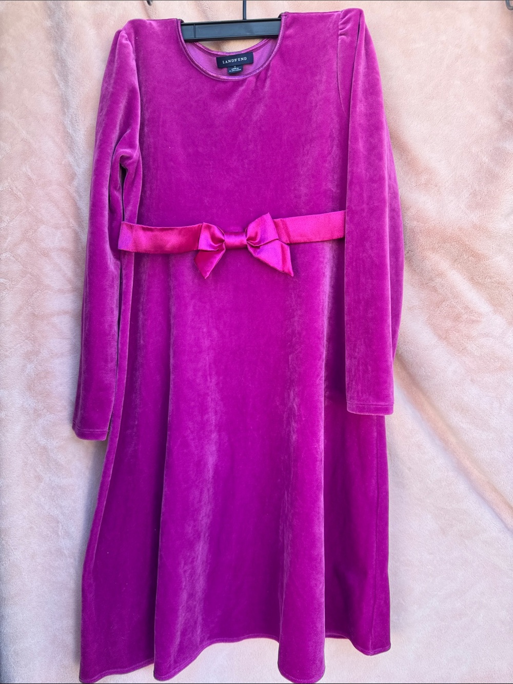 Girls Size 12 Velour/Velvet Magenta Dress